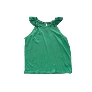 Boden Green Sleeveless Top with Ruffle Accent